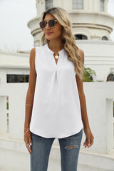 Solid Color Chiffon Shirt V-neck Vest