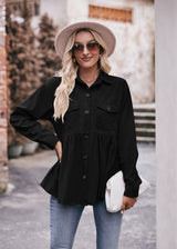 Casual Doll Corduroy Button Shirt