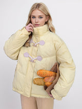 Horn Button Short Loose Padded Cotton-padded Jacket