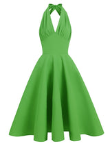 Deep V-neck Backless Halter Dress