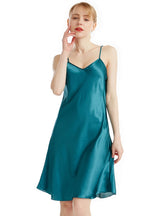 Satin Slim Strap V-neck Suspender Nightdress