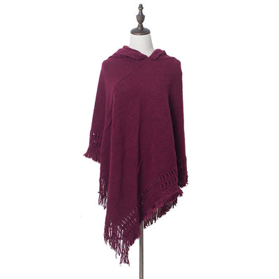 Knitted Shawl Hooded Pullover Cloak