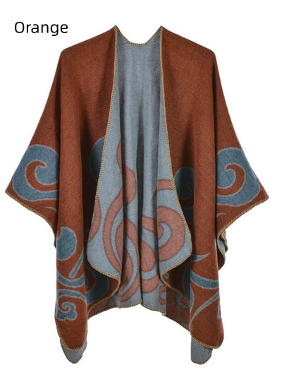 Cashmere-like Cloak Scarf Split Shawl