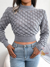 Long-sleeved Knitted Short Sweater