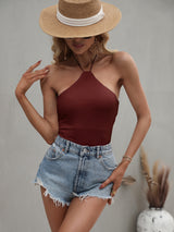 Halter Top Solid Color Slim Backless Sweater