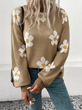 Women Long Sleeve Jacquard Sweater