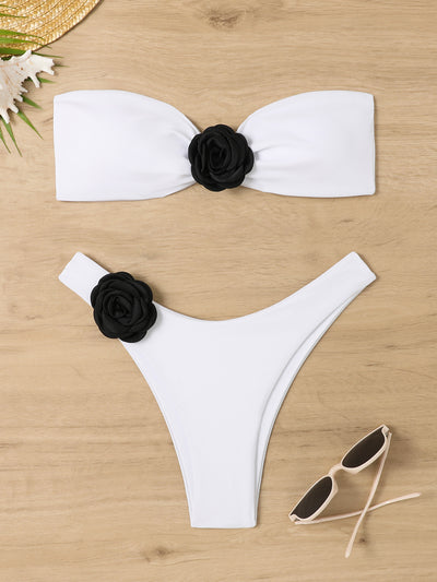 Hand-sewn Three-dimensional Flower Split Swimsuit