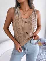 Casual V-neck Button Holiday Sweater Top