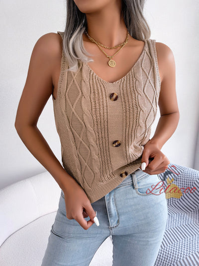 Casual V-neck Button Holiday Sweater Top