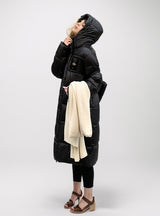 Black Extended Knee-length Cotton-padded Coat