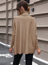 Solid Color High Neck Loose Sweater