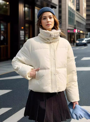 Short Leather Collar Cotton-padded Jacket