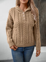 Retro Button Hooded Thick Sweater