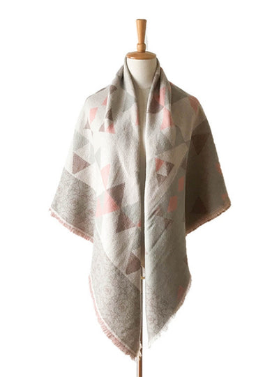 Cashmere-like Geometric Jacquard Square Scarf