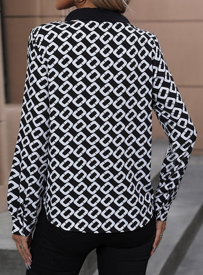 Women Long Sleeve Printed Blouse