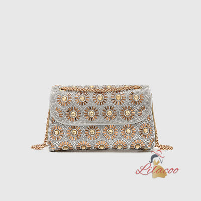 Diamond-studded Golden Sunflower Diamond Bag