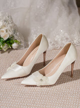 Silk Satin Retro Pointed Thin Single Shoes