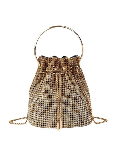 Diamond-encrusted Gradient Ring Bucket Dinner Bag