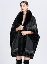 Jacquard Plus Size Knitted Cardigan Shawl Cloak