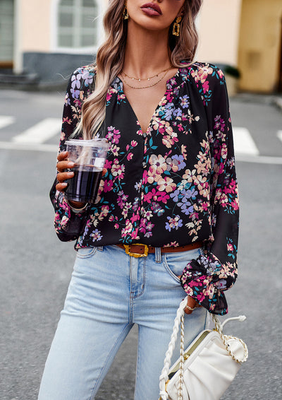 Women Long Sleeve Floral Shirt