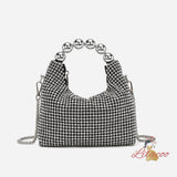 Silver Bead Chain Diamond-encrusted Diagonal Bag