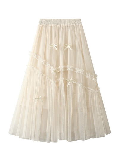 Wooden Ear Stitching Gauze Skirt