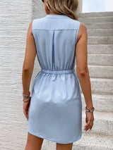 Sleeveless Button Pocket Dress