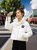 Short Loose Contrast Collar Cotton-padded Jacket