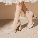 Waterproof Platform PU Thick Heels Shoes