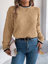 Leisure Color Matching Twist Long Sleeve Sweater