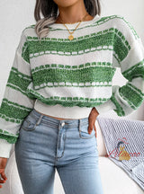 Contrast Color Long Sleeve Knitted Sweater