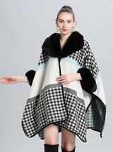 Loose Jacquard Knitted Cloak Shawl Woolen Coat