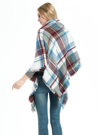 Cashmere-like Plaid Square Blanket Shawl Scarf