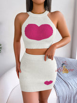 Casual Love Heart Contrast Top Suit