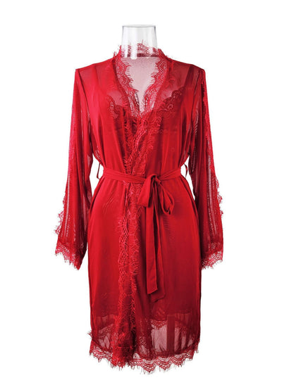 Sexy Lace Openwork Nightgown Suit