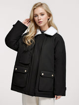 Solid Color Lapel Retro Cotton-padded Jacket Coat