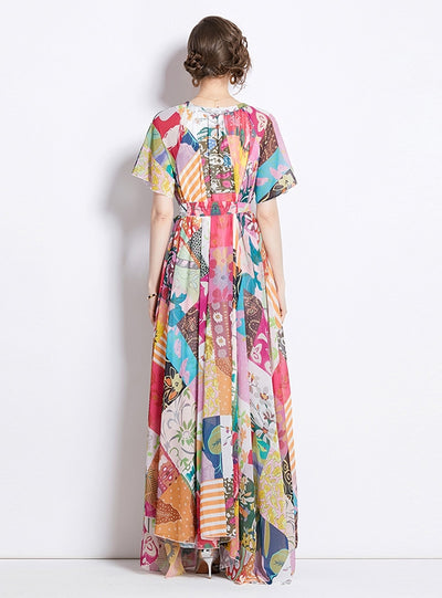 Printed Big Swing Short Sleeve Dress