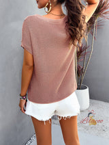 Casual Solid Color Short-sleeved Sweater