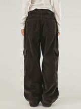 Corduroy Pocket Straight Retro Pants