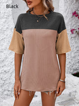 Round Neck Color Matching Short Sleeve T-shirt