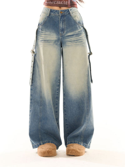 Slim and Loose Straight Wide-leg Jeans