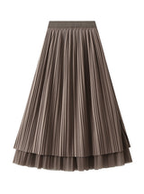 High-waisted Mesh Pleated Split Gauze Skirt