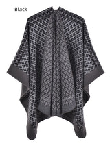 Geometric Diamond Shawl Coat Knitted Cloak