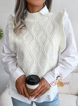 Diamond Knit Wooden Ear Vest Sweater