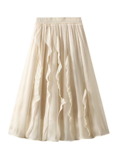 High Waist and Slim Irregular Ruffled Skirt