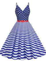 Flag Striped Print Retro Dress