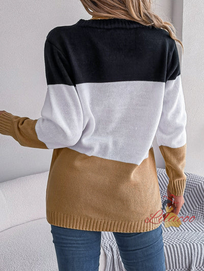 Casual Contrast Button Long Sleeve Sweater Coat