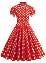 Retro Polka Dot Doll Collar Short Sleeve Dress