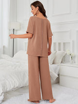 Solid Color Short-sleeved Pajamas Two-piece Suit