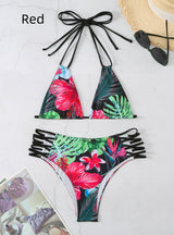 Sexy Printed Halter Strap Swimsuit